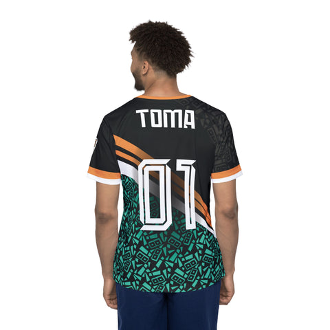 Toma! Men's Sports Jersey — Geometric Black & Teal Athletic Tee