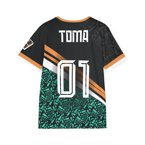 Toma! Men's Sports Jersey — Geometric Black & Teal Athletic Tee