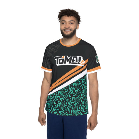 Toma! Men's Sports Jersey — Geometric Black & Teal Athletic Tee