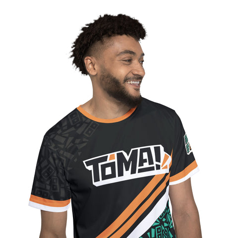 Toma! Men's Sports Jersey — Geometric Black & Teal Athletic Tee